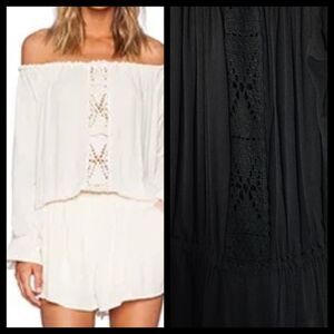 Eternal Sunshine Creations Off Shoulder Shorts Romper Black - XS/S